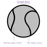 diagram of a double layer tennis ball for Sports Bookend Set showing how to select the colors for easy ordering.