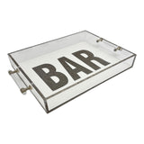 BAR tray in silver marble showing the detail of the colored marble around the rim of the entire tray.