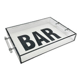 BAR tray in black marble showing the detail of the colored marble around the rim of the entire tray.