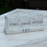 white marble acrylic utensil caddy for easy party entertaining