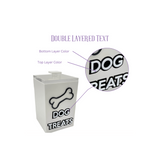 diagram of our personalized pet canister set with labels showing color placement for easy ordering.