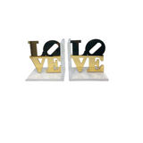 Gold Mirror LOVE acrylic bookends – custom, stylish book holders for kids’ rooms, offices, or living rooms