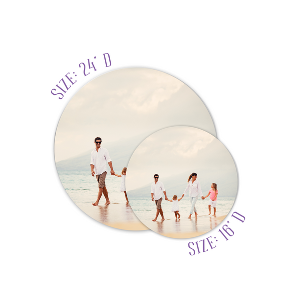 personalized Lazy Susan in 16"D or 24"D size featuring a photo of a family on the beach showing you can add your own photo, image or logo