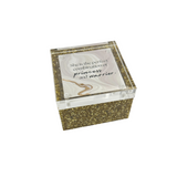 gold flake acrylic magnetic photo box with a quote saying She is the perfect combination of princess and warrior