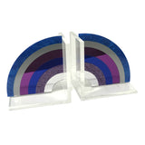 rainbow bookend set in blues & purples