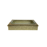 the perfect pyrex in big gold flake, glass pyrex with acrylic holder.