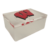 college box showing the double letter detail of the box and logo.