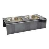 black marble mid-size acrylic pet bowls, can be personalized with pet's name using double letter acrylic