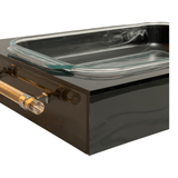 glass pyrex in acrylic holder with handles, solid collection- A Gifted Story