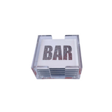 acrylic coaster set in white with the words USE A F*CKING COASTER written in silver sparkle.