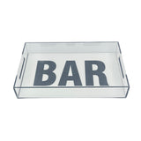 serving tray that says BAR in a colored acrylic and white background