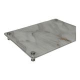 acrylic serving platter with white, gold marble print with four slightly raised protected feet   - A Gifted Story