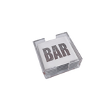 acrylic 6 set coasters in white with the words USE A F*CKING COASTER written in silver sparkle.