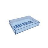 LAKE HOUSE  in dark blue sparkle with sparkle showing around the rim of the tray