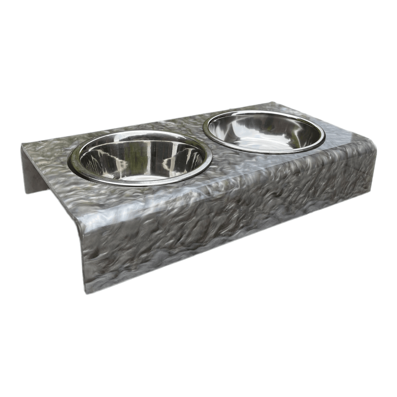 silver marble bite-size acrylic pet bowls with 2 metal bowls 