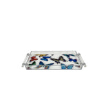 butterfly luxe tray with a print of multicolor butterflies and handles to easily serve or carry