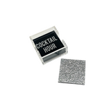 side image of cocktail hour coaster in black with clear acrylic holder.