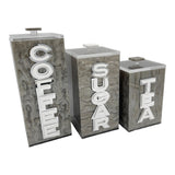 personalized kitchen canister set silver marble