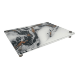 RAISED SERVING PLATTER | WHITE BLACK GOLD SPILL - A Gifted Story