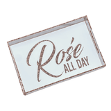 the backing  of tray is rose gold sparkle and shows around the rim of the tray