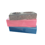 Assorted colors of mid-size acrylic pet bowls, can be personalized with pet's name using double letter acrylic