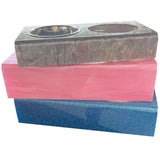 silver marble, pink marble and blue sparkle pet bowl