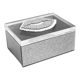 LIPS BOX with silver sparkle lips and box.