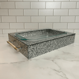 silver flake pyrex with acrylic holder| Glam Collection.