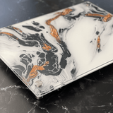 RAISED SERVING PLATTER | WHITE BLACK GOLD SPILL - A Gifted Story