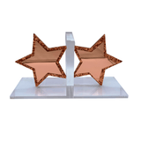 star bookend set with double layer acrylic showing 2 shades of acrylic colors.