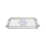 personalized luxe tray that says your picture here showing that you can add an image, design or vector file of logo