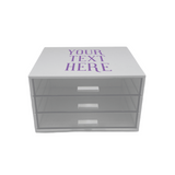 white jewelry box that says your text here showing you that you can personalize it with initials or design