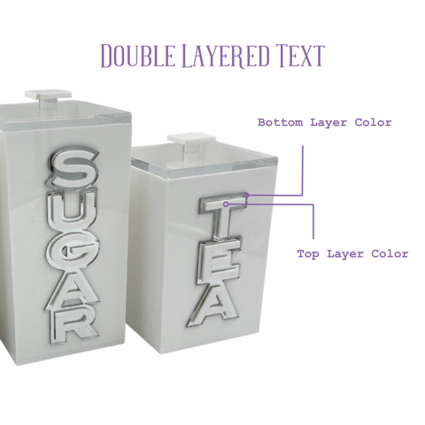 diagram of our canister set with double layered text, showing color placement for easy ordering.