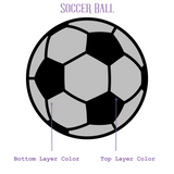 diagram of a double layer soccer ball for Sports Bookend Set showing how to select the colors for easy ordering.