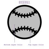 diagram of a double layer baseball for Sports Bookend Set showing how to select the colors for easy ordering.