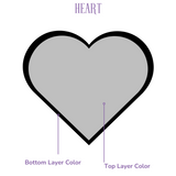 diagram of Double Layer heart design  bookends showing placement of how to order easily.