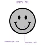 diagram of Double Layer smiley face design  bookends showing placement of how to order easily.