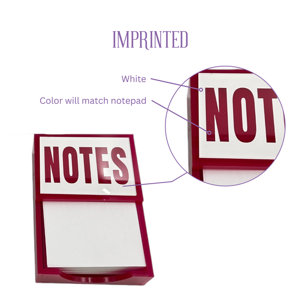 diagram of NOTES imprinted notepad showing how to easily order the custom notepad.