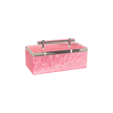 acrylic storage with handle in pink marble.