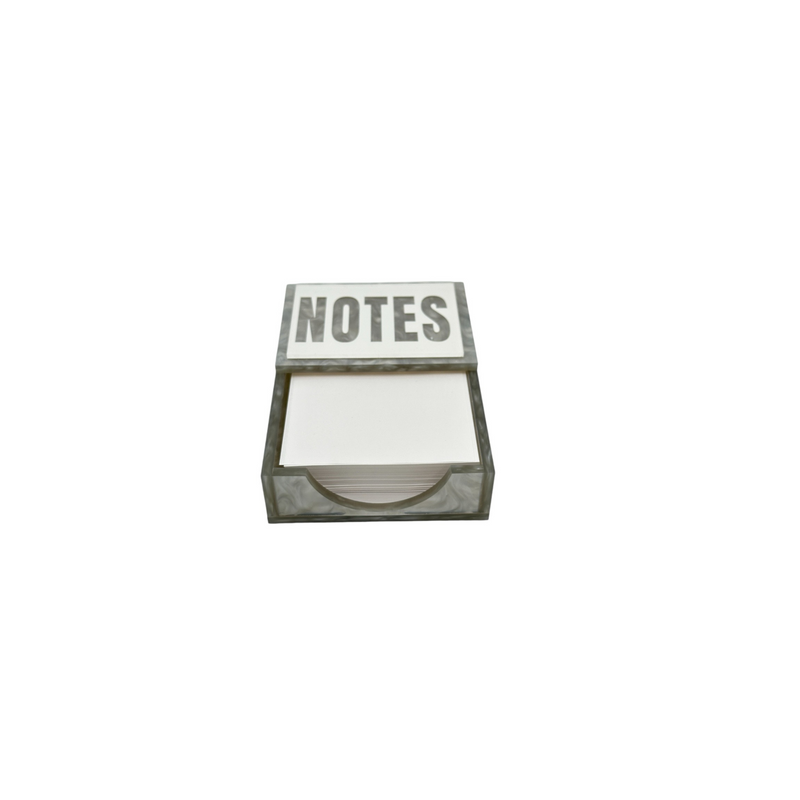 NOTES acrylic notepad holder with paper in silver marble.