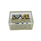 love decor box with clear sides and lid that says LOVE in double layer lettering and colored bottom