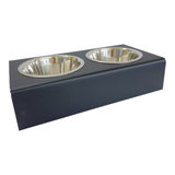 Black Matte mid-size acrylic pet bowls, can be personalized with pet's name using double letter acrylic