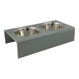 Grey Solid mid-size acrylic pet bowls, can be personalized with pet's name using double letter acrylic