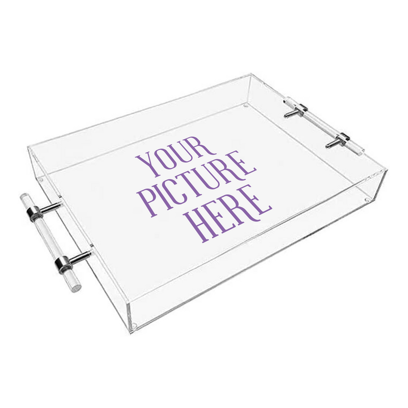 personalized ultra luxe tray that says your picture here showing you that you can add an image, design or logo