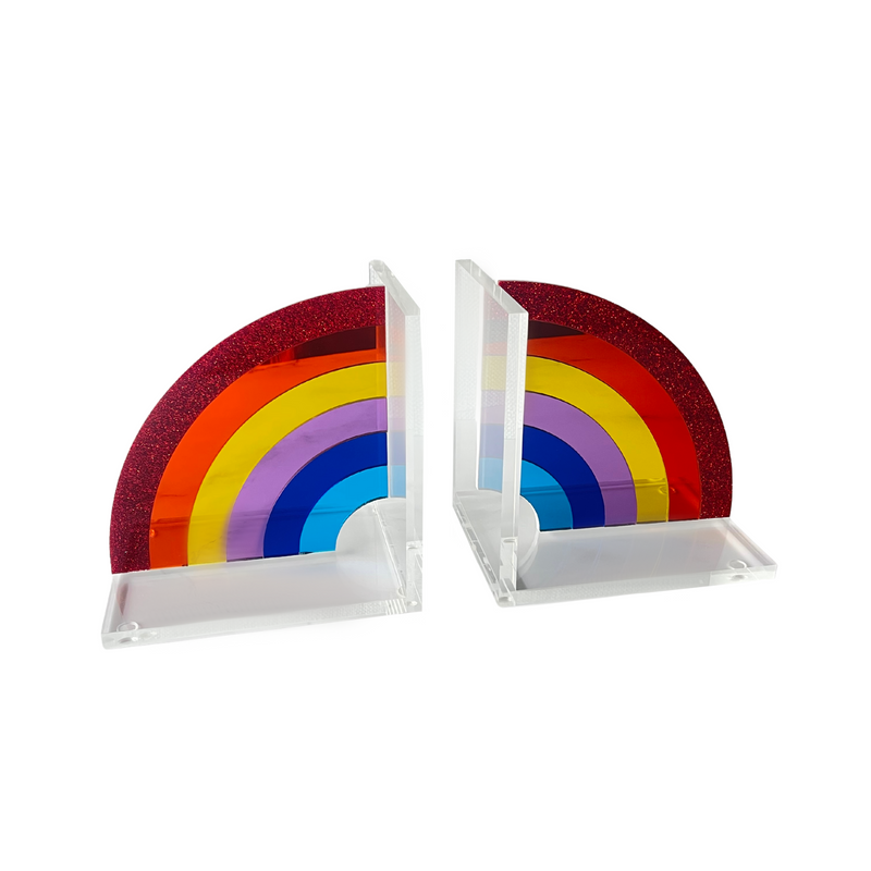 RAINBOW BOOKENDS, showing vibrant primary acrylic colors