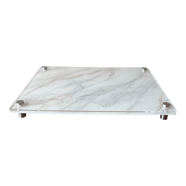 raised serving platter in white gold paint is a beautiful accent pieces with it warm tones