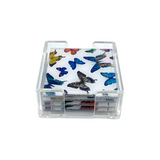 beautiful , multicolor acrylic butterfly coaster set with holder.