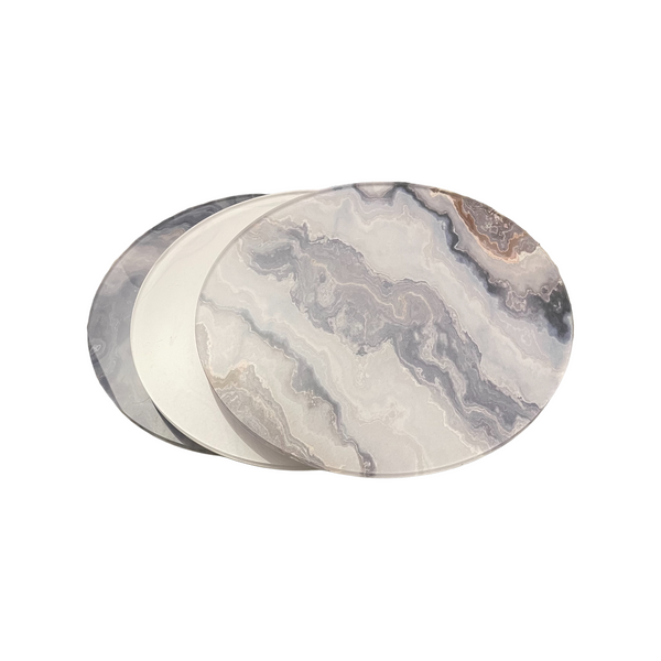 Lazy Susan Acrylic, Grey, White Cloud and Grey Bronze - Marble Collection