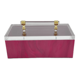 decor red marble box with clear acrylic handle and gold detail