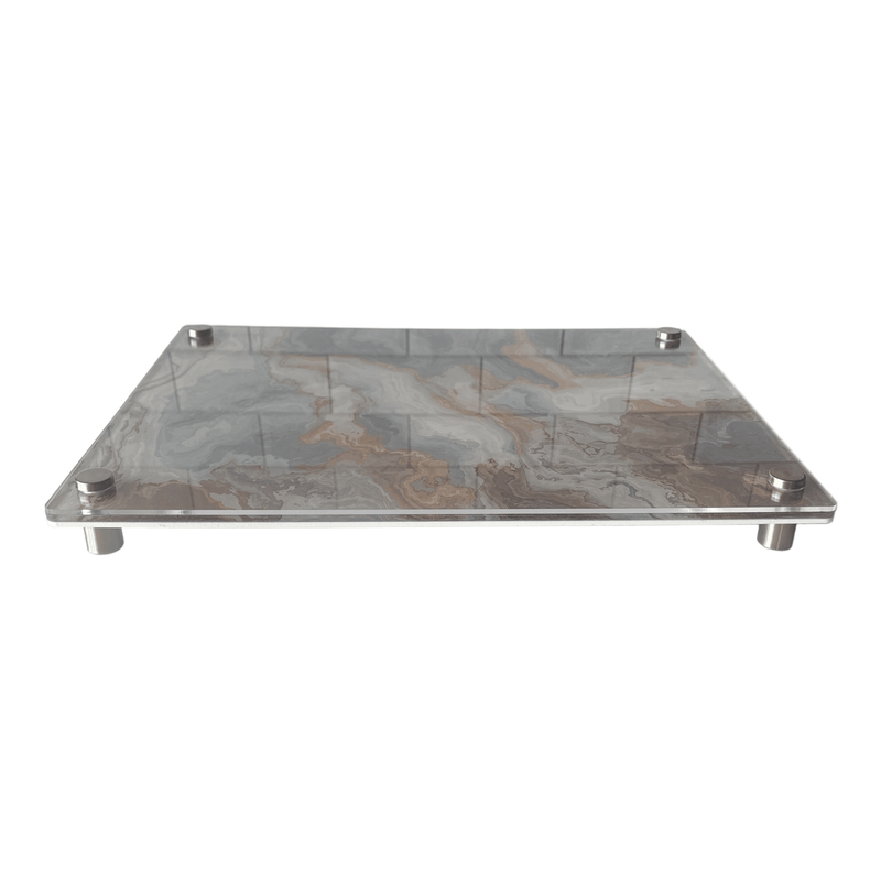 RAISED SERVING PLATTER | GREY GOLD MARBLE - A Gifted Story